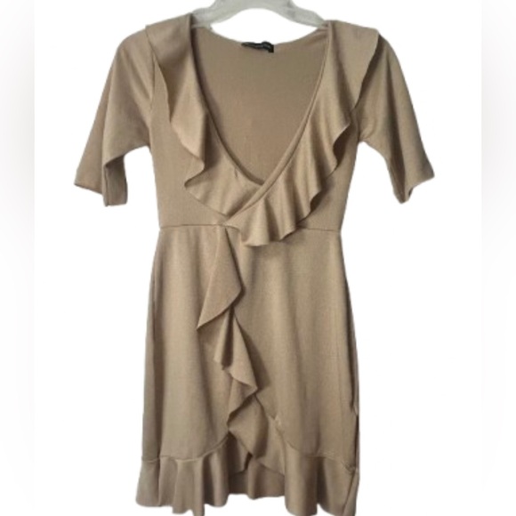 Pretty Little Things Frill Detail Faux Wrap Dress, Size 2 - Picture 2 of 6